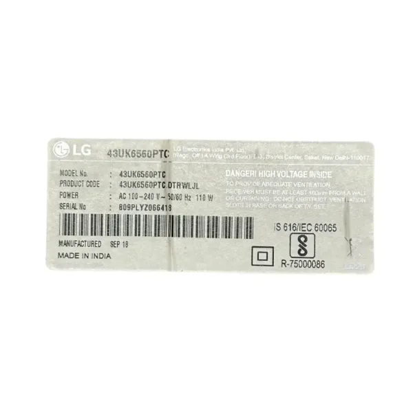 43UK6560PTC Model For Lg Tv Motherboard
