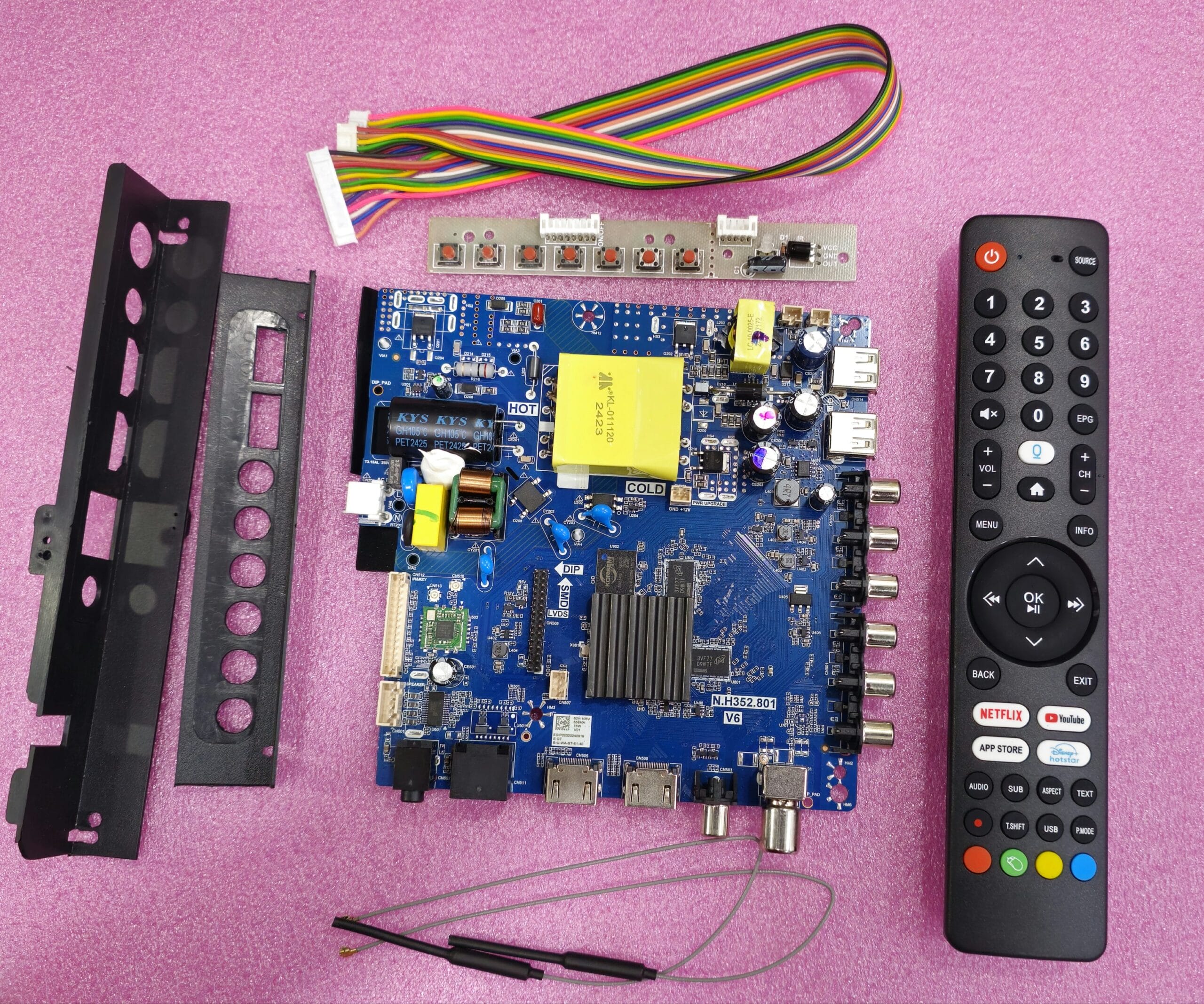 N.H352.801 V6 N.H352.801 V6 Android TV Motherboard for 32 to 43 inch LED TV with Bluetooth and Voice Remote